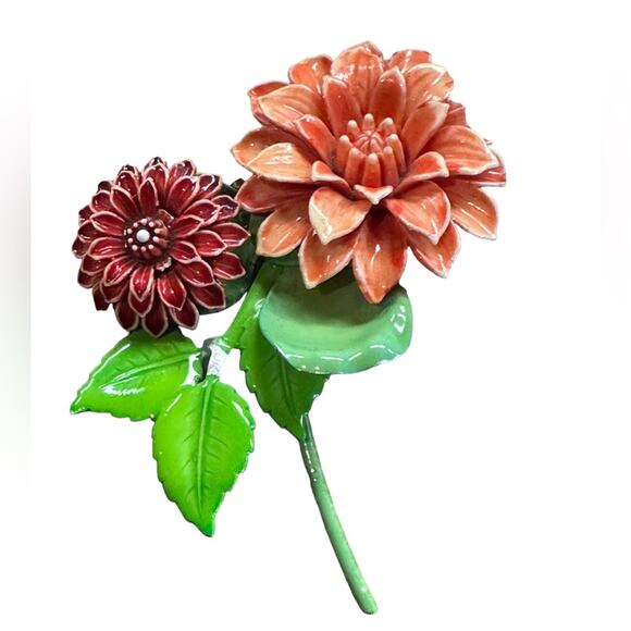 Vintage Pin/Brooch Bundle of 3 with 2-Floral and 1-vintage style bicycle - Picture 4 of 12